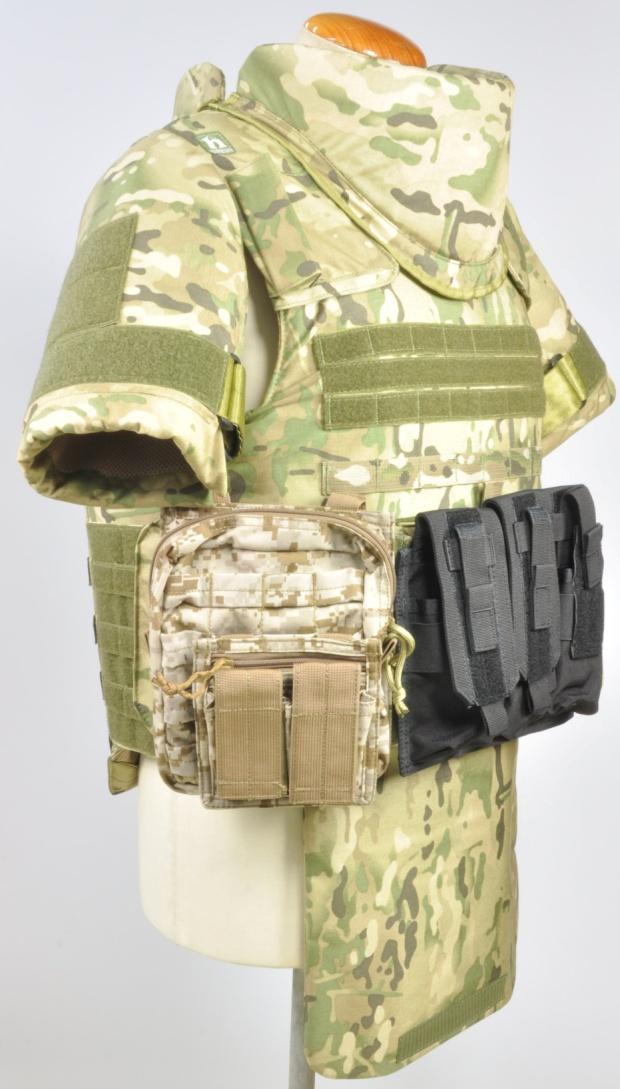 Optional Features The following operational and design features are available for consideration. Neck and throat protection. Upper arm protection. Weapon sling D rings.