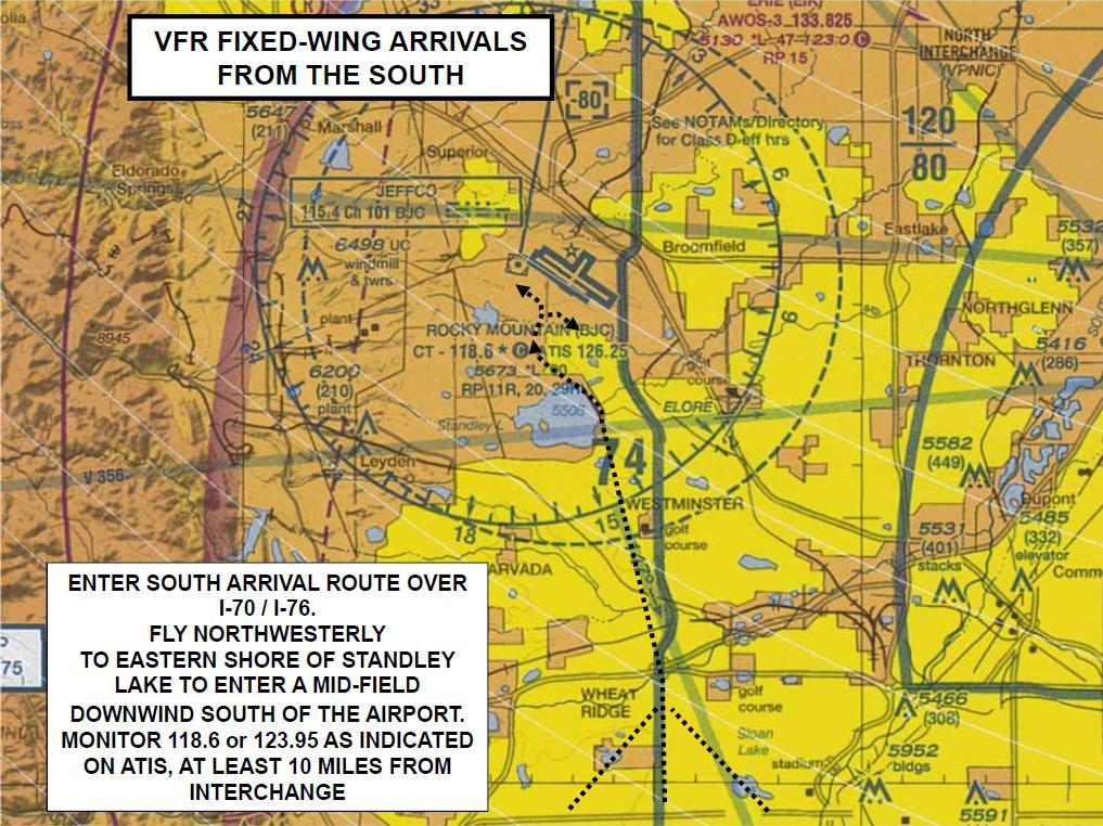 Diagram 3 BJC Runway 29R/29L VFR Arrival Routing Aircraft Parking Separate parking areas will be designated for fly-in traffic, airshow traffic, aircraft vendors, and static displays.