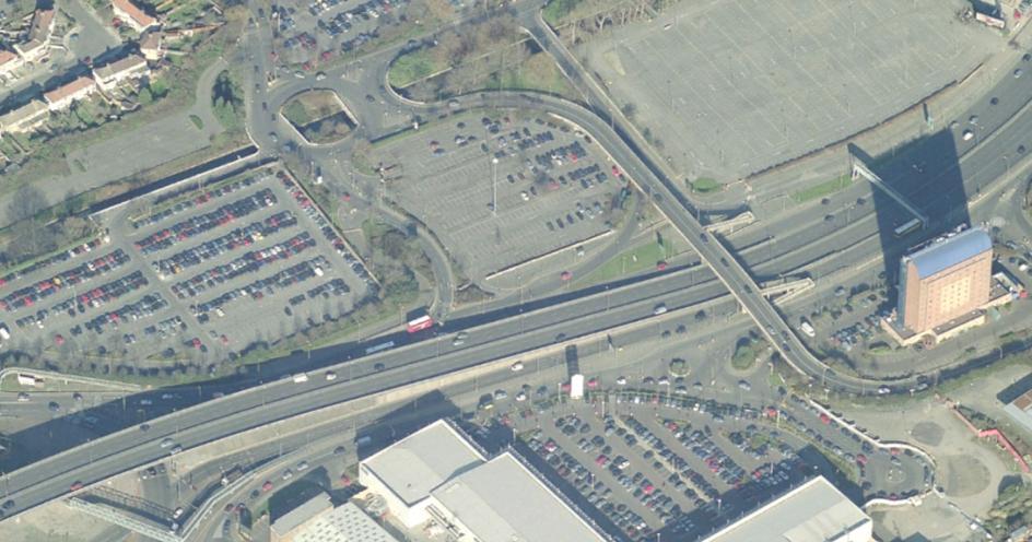 Apart from the track under the M1 bridge, the coloured lines are shown only on top of the aerial photograph.