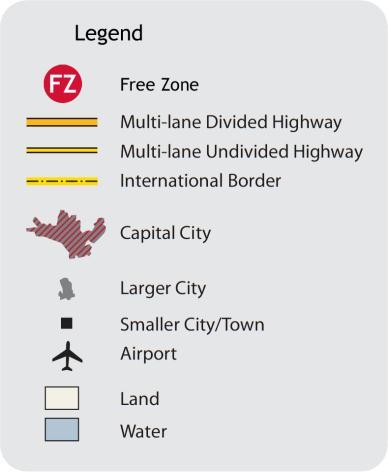 Airport; 170 km from Durres port Free Zone Gevgelija Area Size: 50 ha; 85 km from the port of Thessaloniki Free