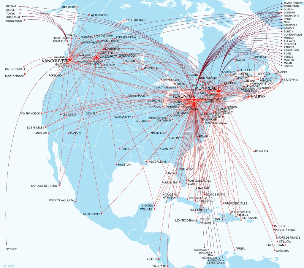 GROWTH DIRECTED AT INTERNATIONAL MARKETS AND AT LOWER UNIT COSTS Air Canada/Air Canada Jazz and Air Canada rouge routes spring-summer 2014 182 Direct Destinations: 60