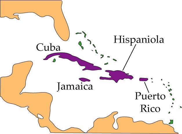 -The four largest islands (Cuba, Hispaniola,