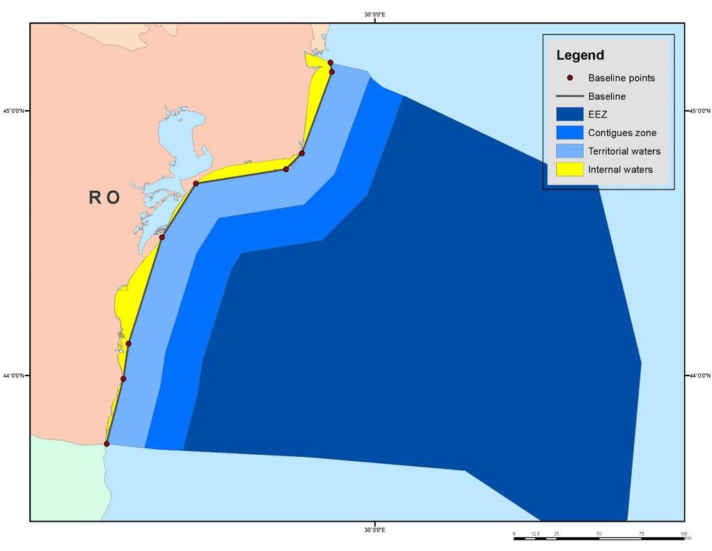 ROMANIA Size of internal waters (to the baseline) and territorial sea (12-nm zone from the baseline) approximately 4,084 km 2. Exclusive Economic Zone (EEZ) about 29 700 km 2.