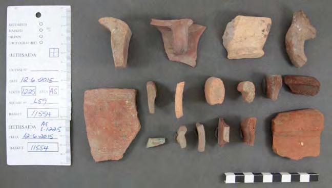 Figure 17, Finds from locus 1225 top soil include modern glass, medieval glazed pottery and some Hellenistic shards.