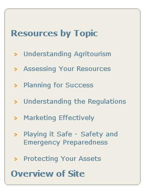 Agritourism Ideas to Action Website Compilation of resources for farmers interested in developing