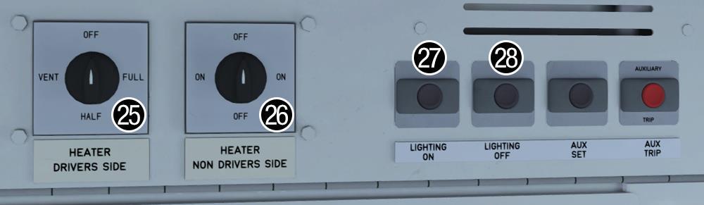 Door close button 11 - Door interlock light 12 - DRA (Driver Reminder Appliance)