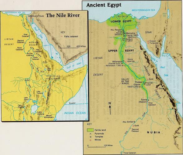 In Egypt today,99% of the population lives on about 3% of the land, the 97% of the land is desert. The Nile valley is a very narrow strip of land in places not more than a mile wide.