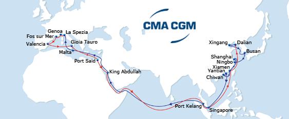 New 2014 CMA CGM ASIA - MEDITERRANEAN Services WMED1 WMED2 AEGEX PHOEX BEX WMED1 Eastbound New direct service to Xiamen and North Full Italian coverage on Tyrrhenian side with 3 direct calls in