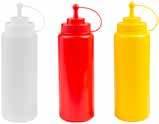 KITCHENWARE SAUCE / SQUEEZE BOTTLES SQUEEZE BOTTLE Wide Mouth Colour Capacity 45283 Clear 360ml 45281 Red 360ml 45282 Yellow 360ml SQUEEZE BOTTLE Wide Mouth Colour Capacity 45286 Clear 480ml 45284