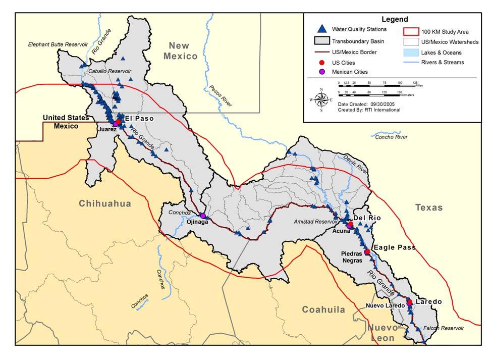 Appendix A Study Area Description A.4 Upper Rio Grande Transboundary Basins The Rio Grande/Rio Bravo Basin on the U.S.-Mexico Border is defined as the area from the Elephant Butte Reservoir to the Falcon Reservoir.