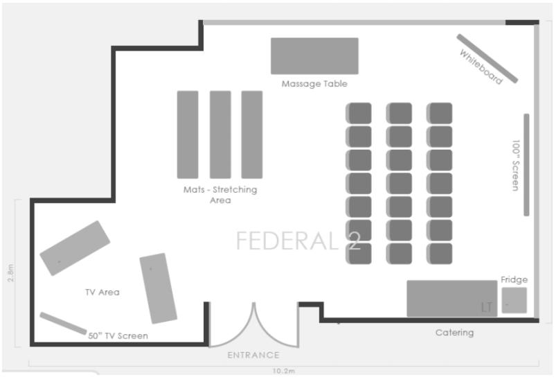 TEAM ROOM LAYOUT - EXAMPLE Rydges Auckland has 12 conference spaces so there is a room to suit every team!