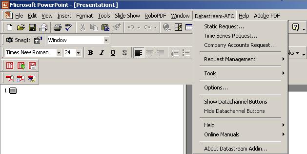 (AFO) Interface To use Advance for Office, use the Datastream AFO