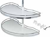 ½ revolving corner fittings COMPLETE SETS FOR USE WITH HINGED DOORS SEMICIRCULAR REVOLVING CORNER FITTINGS AND SHELVES Includes: Revolving fitting,