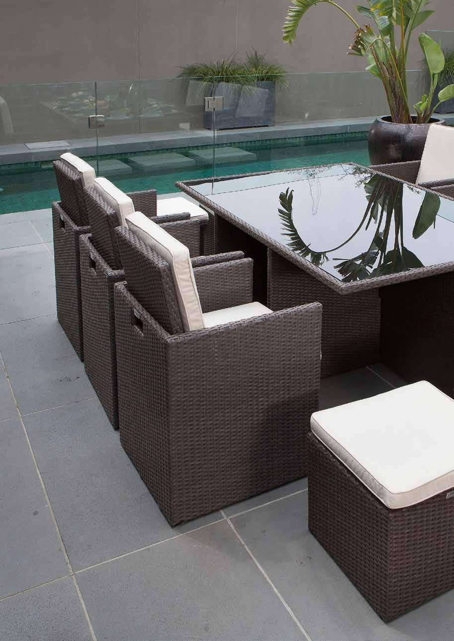 seaside cube Seaside 13 Piece Cube Setting HX7199HCOF (Coffee Ruff) Aluminium frame and UV stablised and 100% waterproof 8cm thick cushions for extra comfort Six chairs 58 x 55 x 70cm with cushions