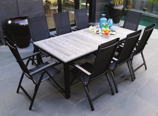 with 5mm Glass Top Six grey 10cm seat cushions - machine washable Seven grey 24cm back cushions - machine washable Chair/Rattan Colour: Mocha Powder-coated aluminium frame with sling