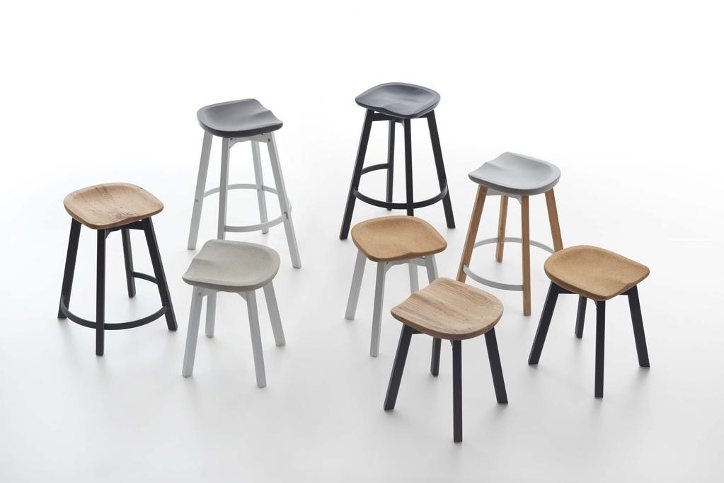 The SU collection features stools in three heights, with a