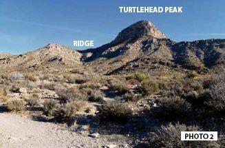 The trail curves north and heads directly for Turtlehead Peak; see Photo 2. Follow the trail several hundred yards toward the ridge.