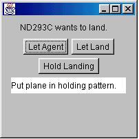 Figure 4. The collision dialog window. Each plane can receive different commands: Turn left or right, ascend or descend.