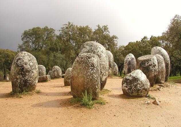 Almendres Cromlech The megalithic site of Almendres, one of the earliest public monuments of humanity, constitutes the