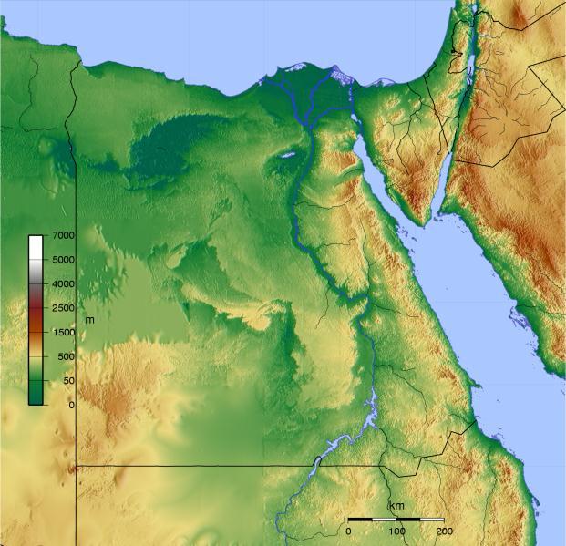 John Paul Stimac Honors College and Department of Geology/Geography Shaded relief map of Egypt