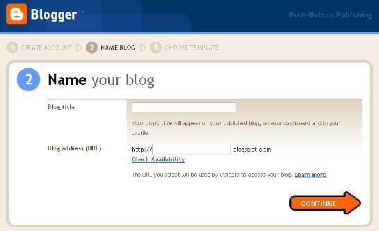 Bab 4: Blogger 45 LANGKAH 3 Menamakan Blog Masukkan nama blog anda.