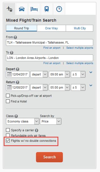 Airfare 1. Select Round Trip, One Way, or Multi City, enter the From and To destination, and departure and return dates/times and click Search.