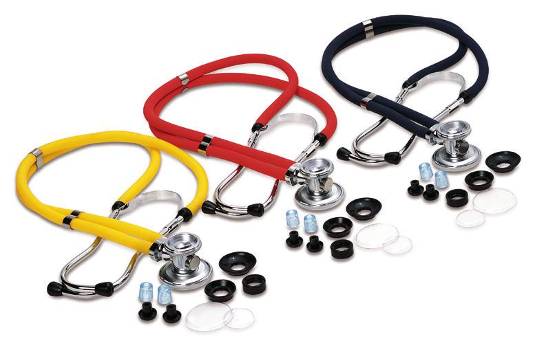 Stethoscopes Emergency Medical Systems Coloured one-piece flat head stethoscope with Y tube High sensitive membrane with