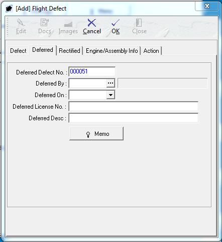 2. Deferred tab Complete this tab if the defect was deferred. a. Deferred Defect No field Displays the defect number from the Defect tab. b. Deferred By field Select the user who deferred the defect.