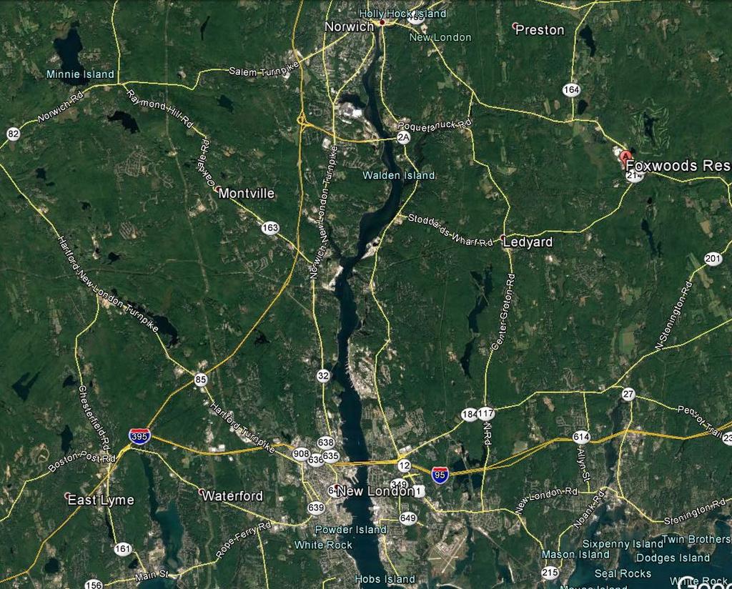 THAMES RIVER VFR HOLD NORWICH, CT N41 31 17 W72 04 44 2500MSL RIGHT TURNS 2500MSL RIGHT TURNS SOUTHBOUND TRAFFIC: STAY 1 MILE EAST OF THAMES RIVER NORTHBOUND TRAFFIC: STAY 1 MILE WEST OF