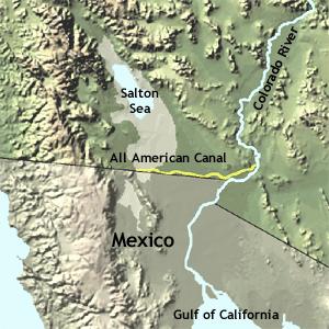 the down-cutting Colorado R., enlarged its delta at the head of the gulf.