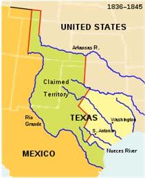 Spanish Texas (Tejas) 1835: Texas declares its independence from Mexico. East Texas was settled by 25,000 Americans who were given land grants by Mexico. There were only c.