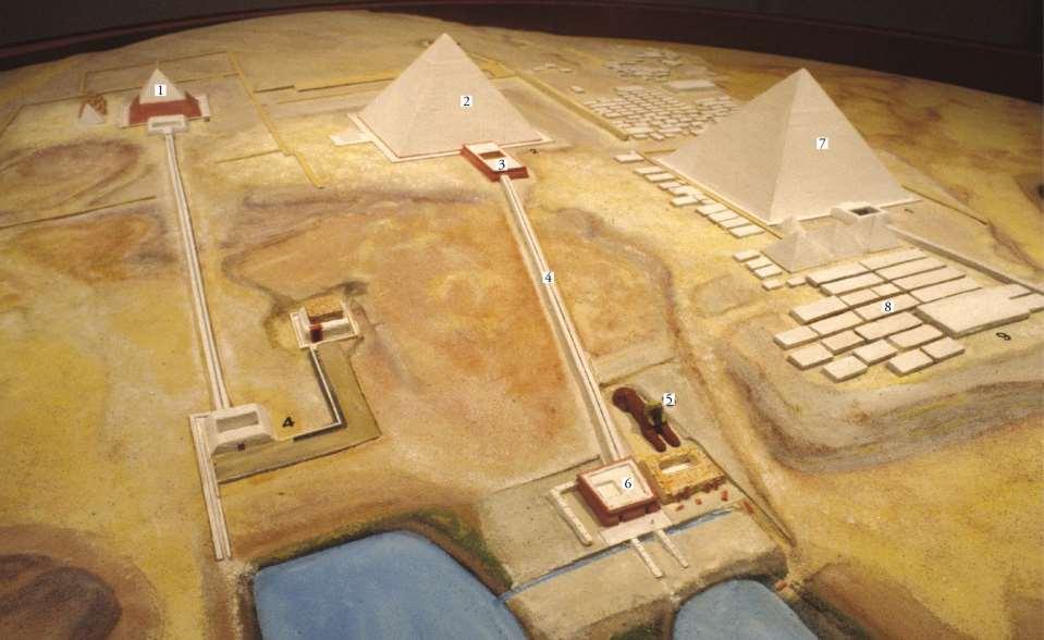 Model of the pyramid complex, Gizeh, Egypt. Cambridge, Massachusetts, Harvard University Semitic Museum. 1. Pyramid of Menkaure, 2. Pyramid of Khafre, 3.