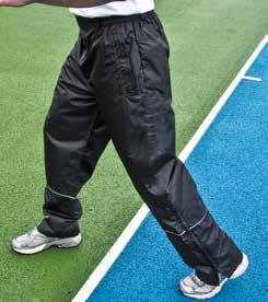 2000 Sport Trouser Result Waterproof (2000mm) and windproof Outer: 210T Ripstop Polyester with PU coating Lining: Nylon Taped seams Cut for enhanced freedom of movement 2 Zip closing side