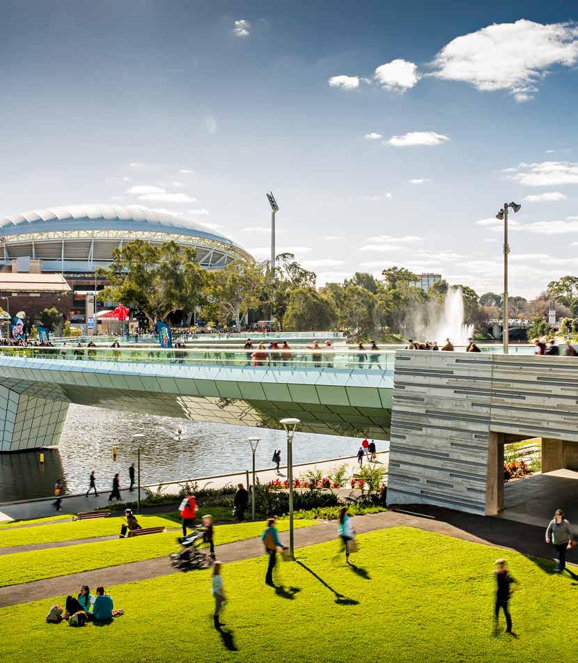 attractive Public spaces riverbank promenade The construction of Stage 2 of the Adelaide Convention Centre extension has created an opportunity to establish a vibrant food and beverage boulevard