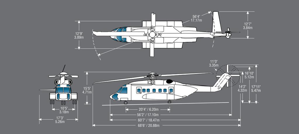 Two (2), Sikorsky S-92 Helicopters - For Lease or Purchase 4 S-92 Helicopter General Specifications Baseline Configuration The S-92 helicopter features two General Electric CT7-8A turboshaft engines