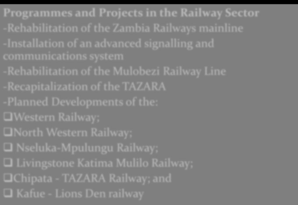 10. Railway Sector projects.