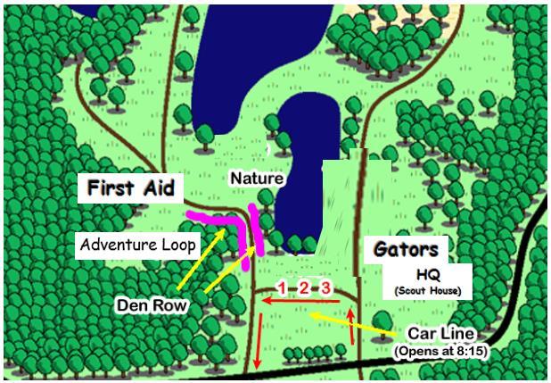 Den Leader Setup and Car Line Information Car Line Info Car Line opens at 8:15; closes at 8:30. DO NOT drop scouts off before 8:15 Car Line opens again at 3:45. Camp closes at 4:00.