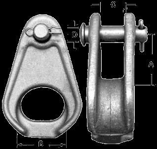 Clevises Thimble, Deadending, Swinging Clevises Aluminum Thimble Clevis Used in guying and deadending applications as the interface connection fitting in attaching guy wire, conductor, wire grips or