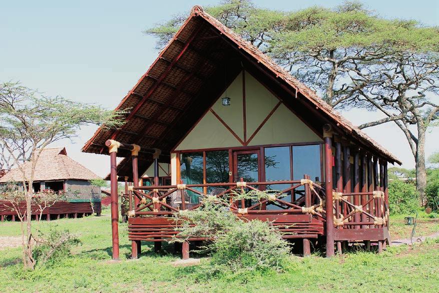 The luxurious tented rooms, all with wooden floor and nestling under makuti roofing for shade and protection against the elements, feature a large bedroom with oversize floor-to-ceiling glass panels