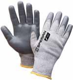 with gray PU coating 7S 11XXL WE300 Perfect Fit HPPE Seamless Knit HPPE is lightweight, low-linting, and does not easily absorb liquids Steel strand adds excellent cut protection Color coded sizing