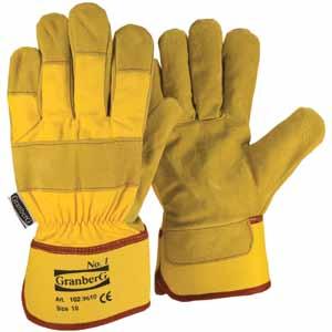 1.1 Pigskin Work Gloves A-grade pigskin with rubberized cuff, palm lined. Selected leather that does not miscolour. Pigskin stays soft after drying.