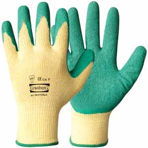 Work Gloves A-grade goatskin with rubberized cuff, palm lined. Soft and strong leather makes the gloves very durable and comfortable. Good ventilation on back of hand that is made of 100% cotton.