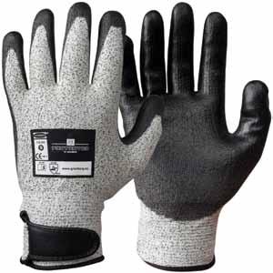 Gloves with Typhoon Typhoon fibre with polyurethane coating. Especially abrasion and tear resistant. Great protection against cuts and punctures. Fitted with great touch sensitivity.