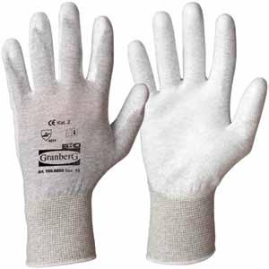 ESD Gloves, Nylon/Carbonfiber PU coating in palm. Very stable in terms of anti-static properties. Highest quality. ESD approved.