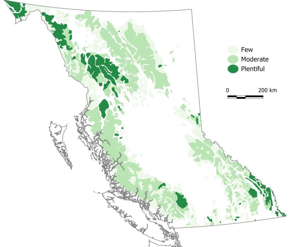 Figure 1. Range of mountain goats in British Columbia (Shackleton 1999). Monitoring schedule The following is a proposed schedule for the effectiveness-monitoring programme: 1.