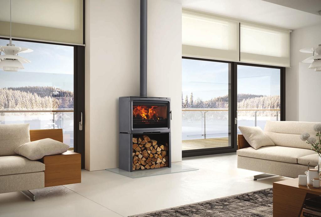 PV85 Freestanding stove shown on optional log store PureVision PV85 multi-fuel stove The largest in the range, this stove