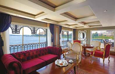 he Saraya Lounge and ahabia Bar are located on the higher decks offering wonderful views of the Nile.