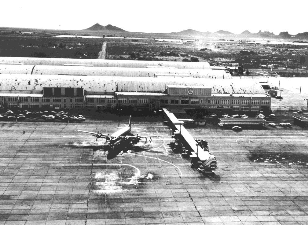 Tucson s hangar-side passenger terminal with an American Airlines DC-7 shown on
