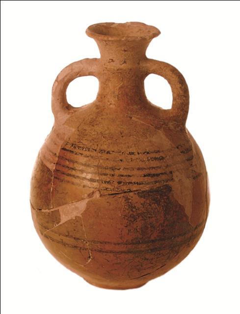 Figure 6, Cypro-Phoenician jar, bichrome decoration, an un-deciphered inscription is on the other side part of the neck. 2. A passage way of 3.