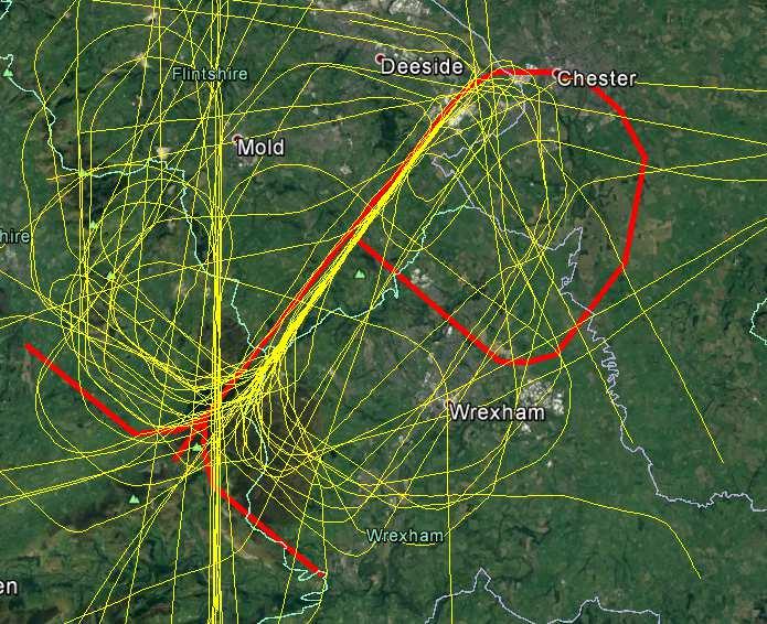 D.5.6 In order to assess the impact on consultees the typical flight tracks of aircraft currently using Hawarden were plotted in relation to the proposed GNSS procedures for both runways 04